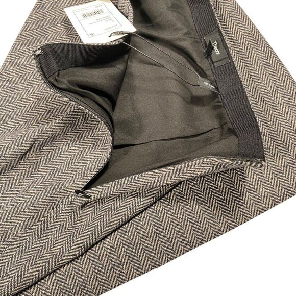Theory Abbot Knit Herringbone/Chevon Mini Skirt Lined Gray/Black Size 6 NWT - Picture 13 of 16